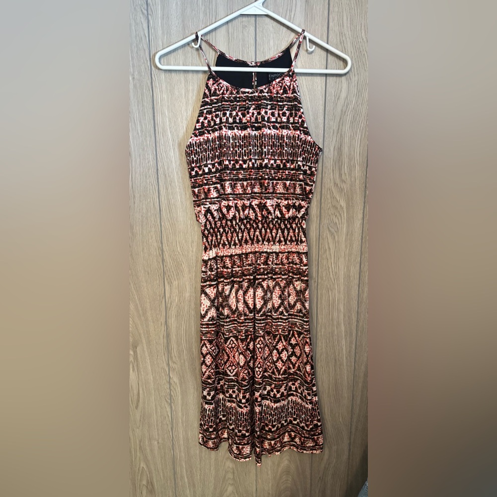 Enfocus Studio Black and Pink Patterned Midi Dress